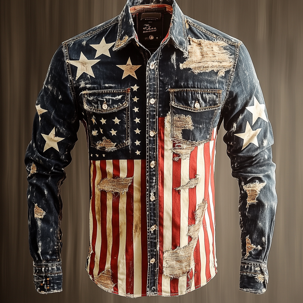 USA American Western Styles Premium High Elasticity Long Sleeve Shirt