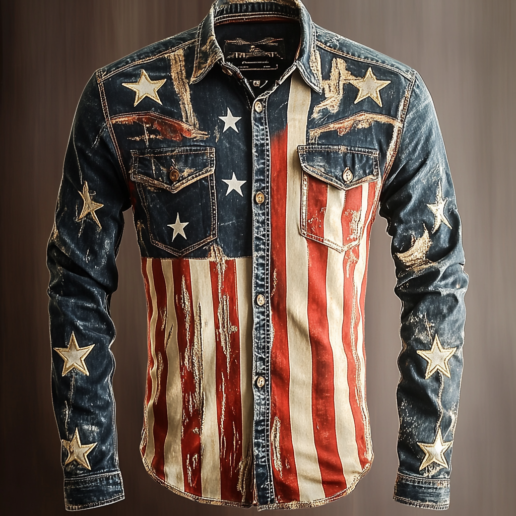 USA American Western Styles Premium High Elasticity Long Sleeve Shirt
