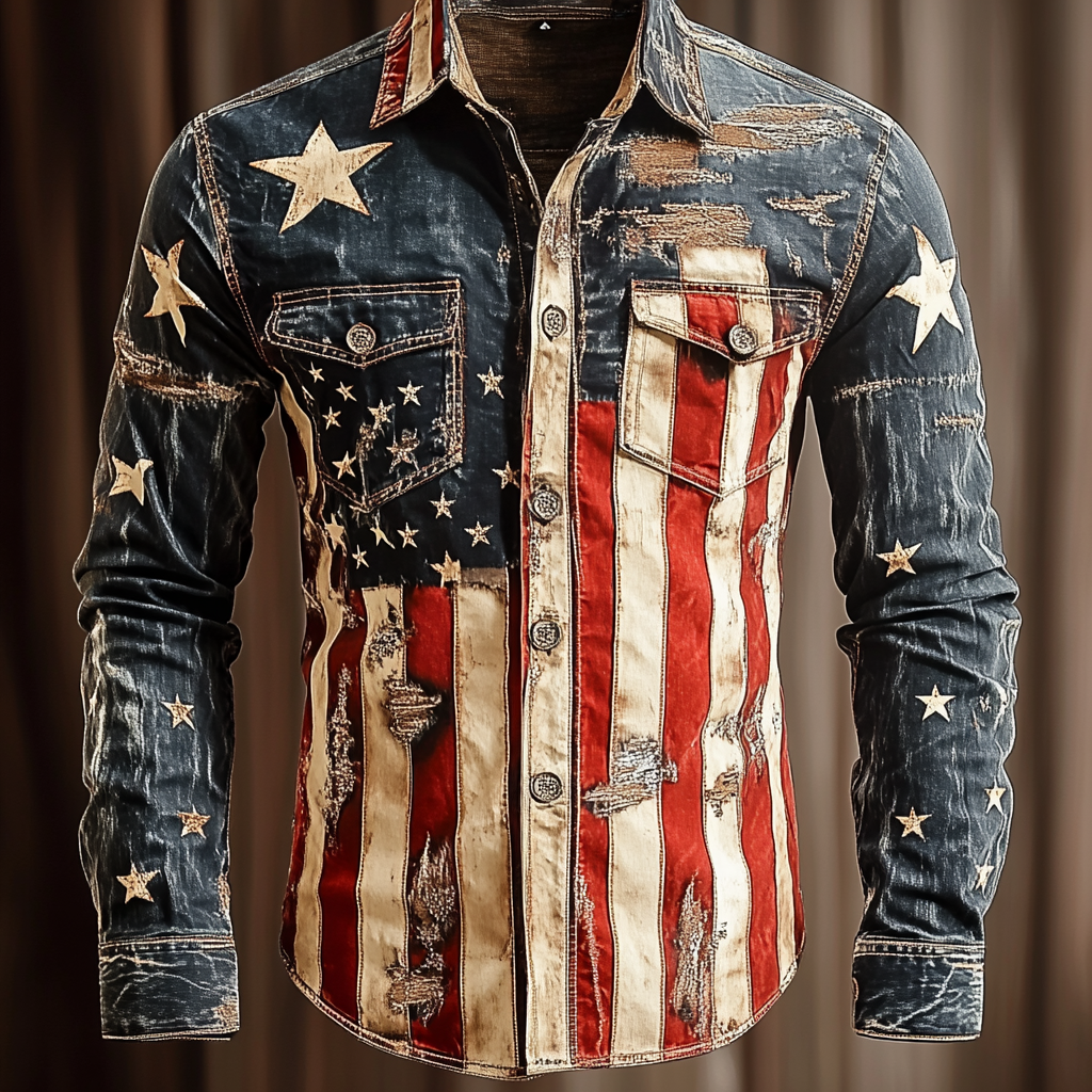 USA American Western Styles Premium High Elasticity Long Sleeve Shirt