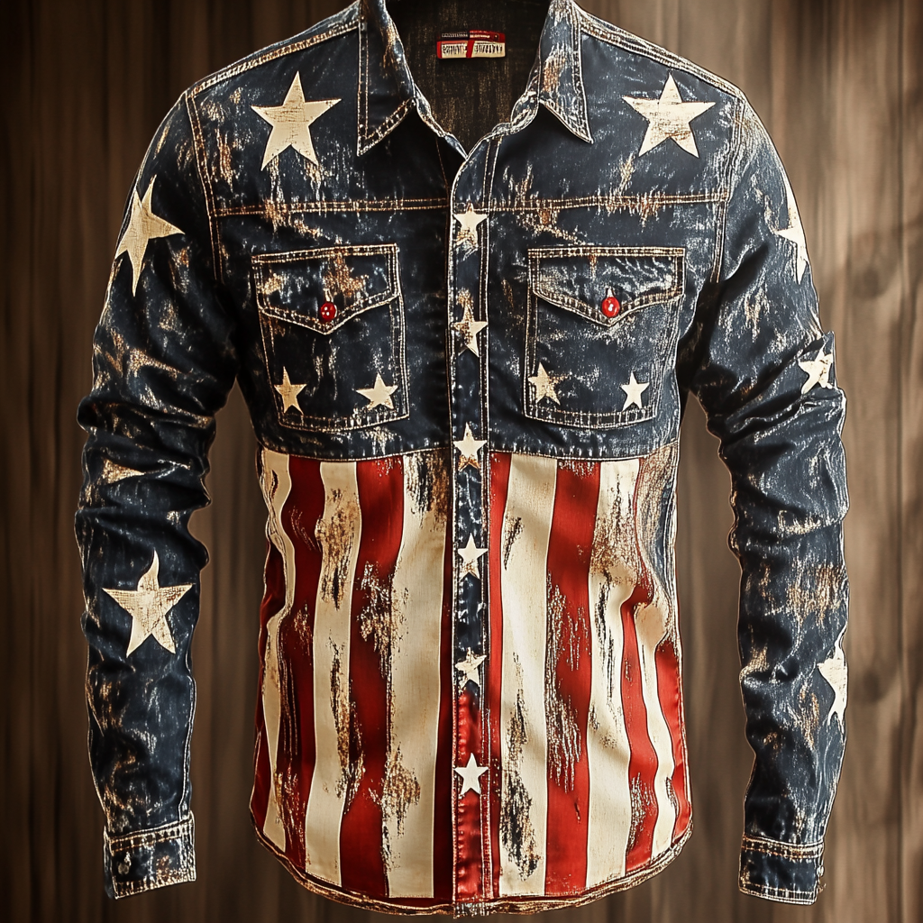 USA American Western Styles Premium High Elasticity Long Sleeve Shirt