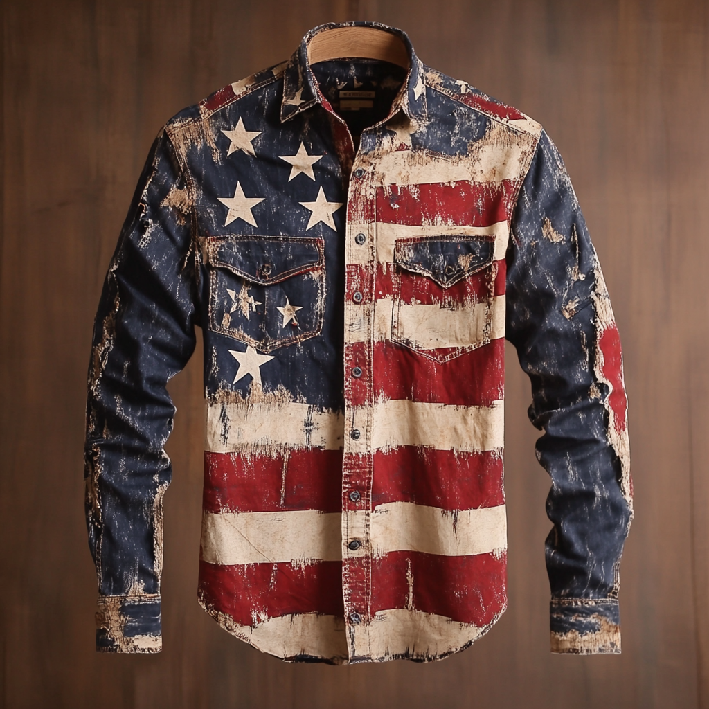 USA American Western Styles Premium High Elasticity Long Sleeve Shirt
