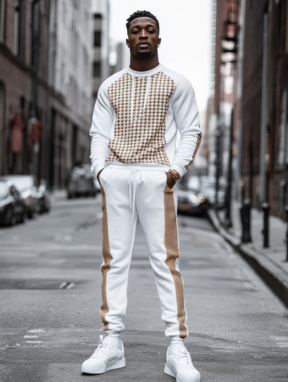 Casual Tracksuit long sleeve two-piece set 100%Cotton high quality high elasticity