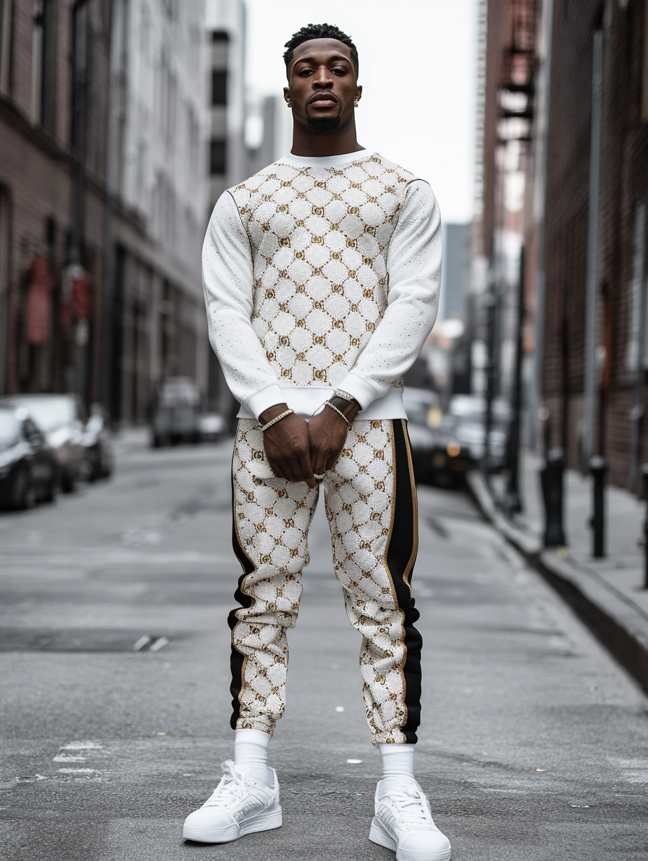 Casual Tracksuit long sleeve two-piece set 100%Cotton high quality high elasticity