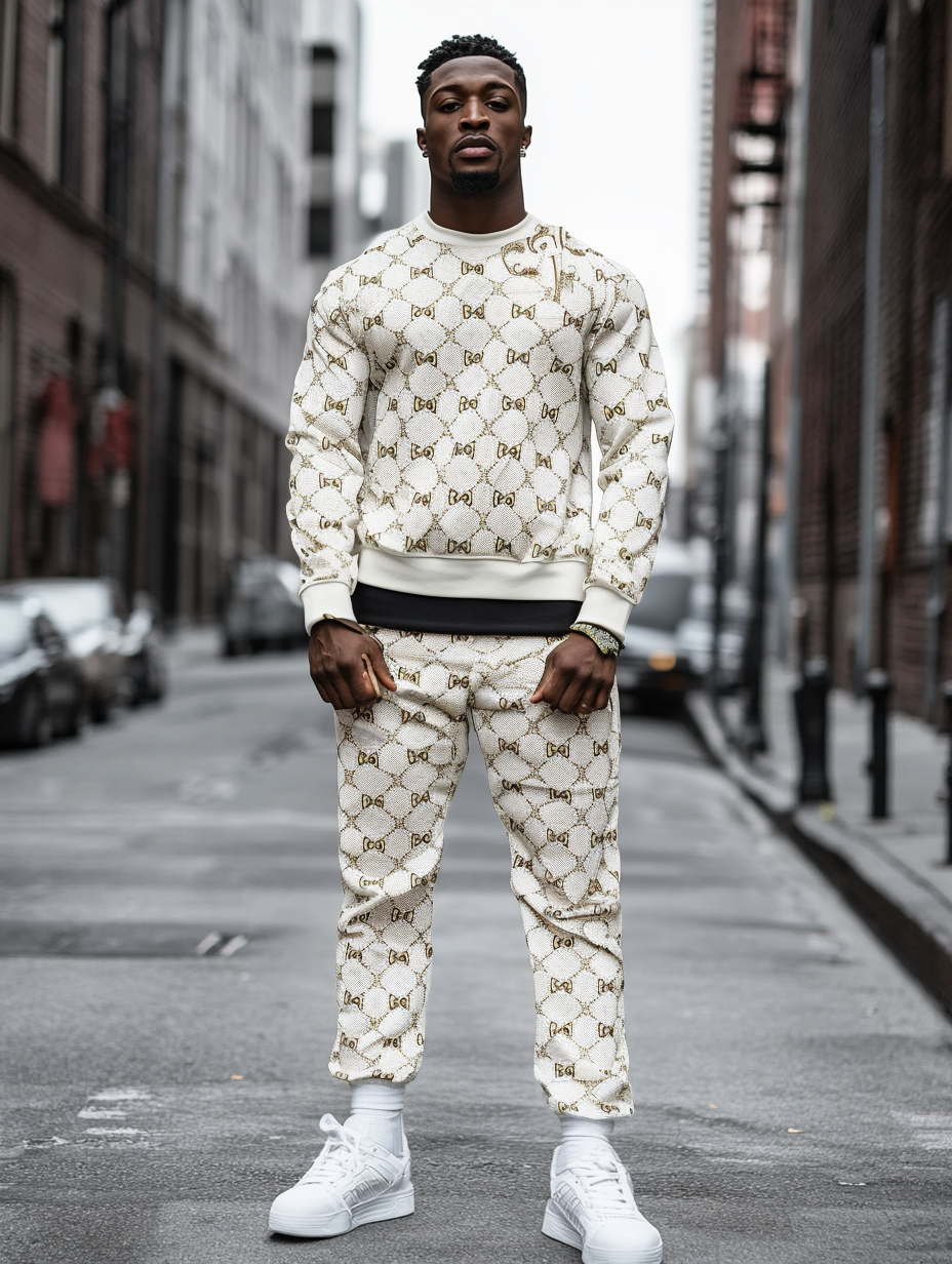 Casual Tracksuit long sleeve two-piece set 100%Cotton high quality high elasticity