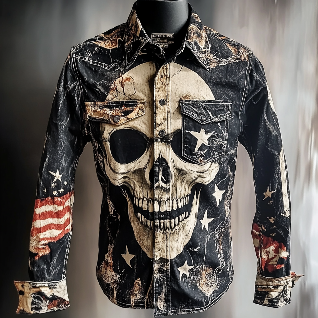 Skull Western Styles Premium High Elasticity Long Sleeve Shirt