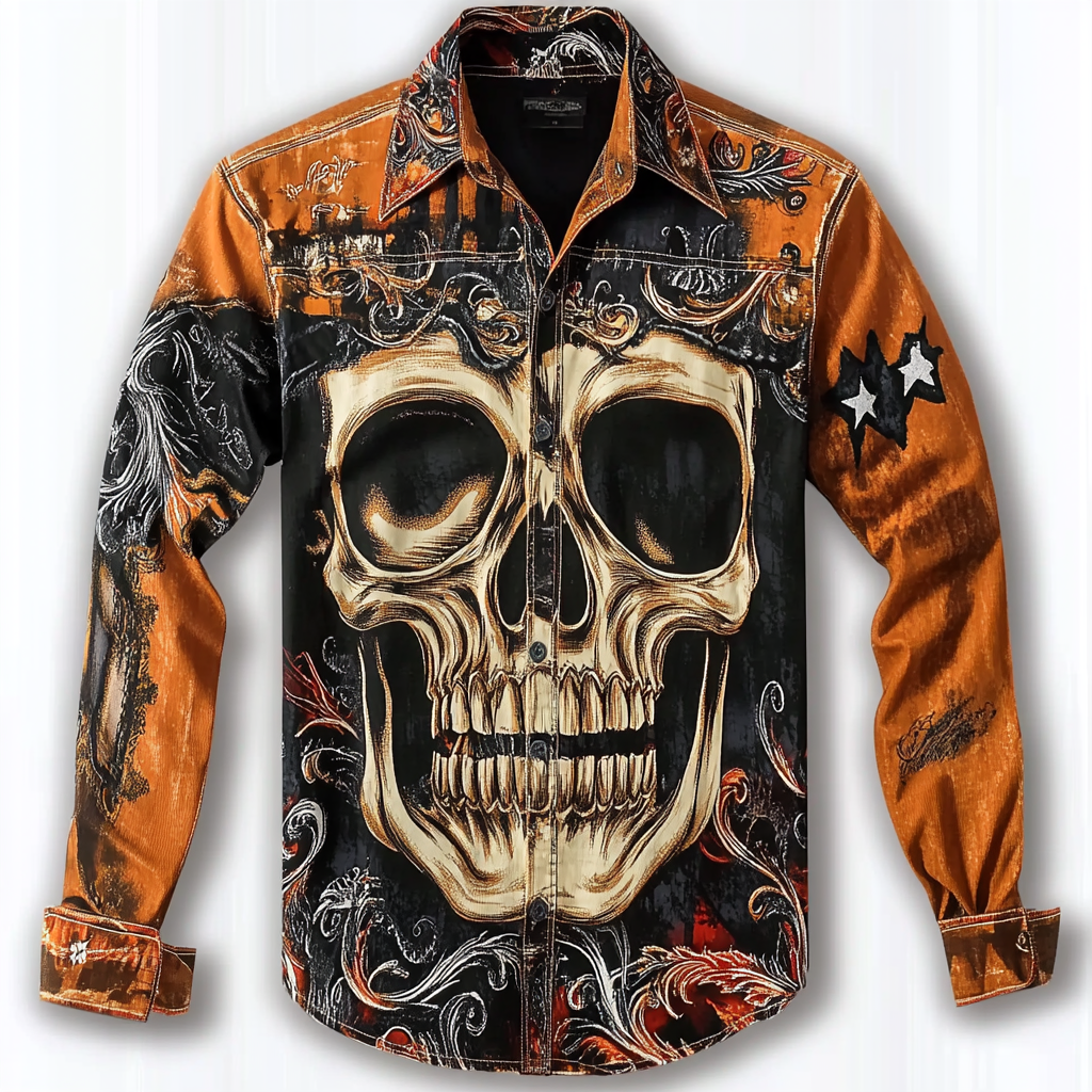 Skull Western Styles Premium High Elasticity Long Sleeve Shirt