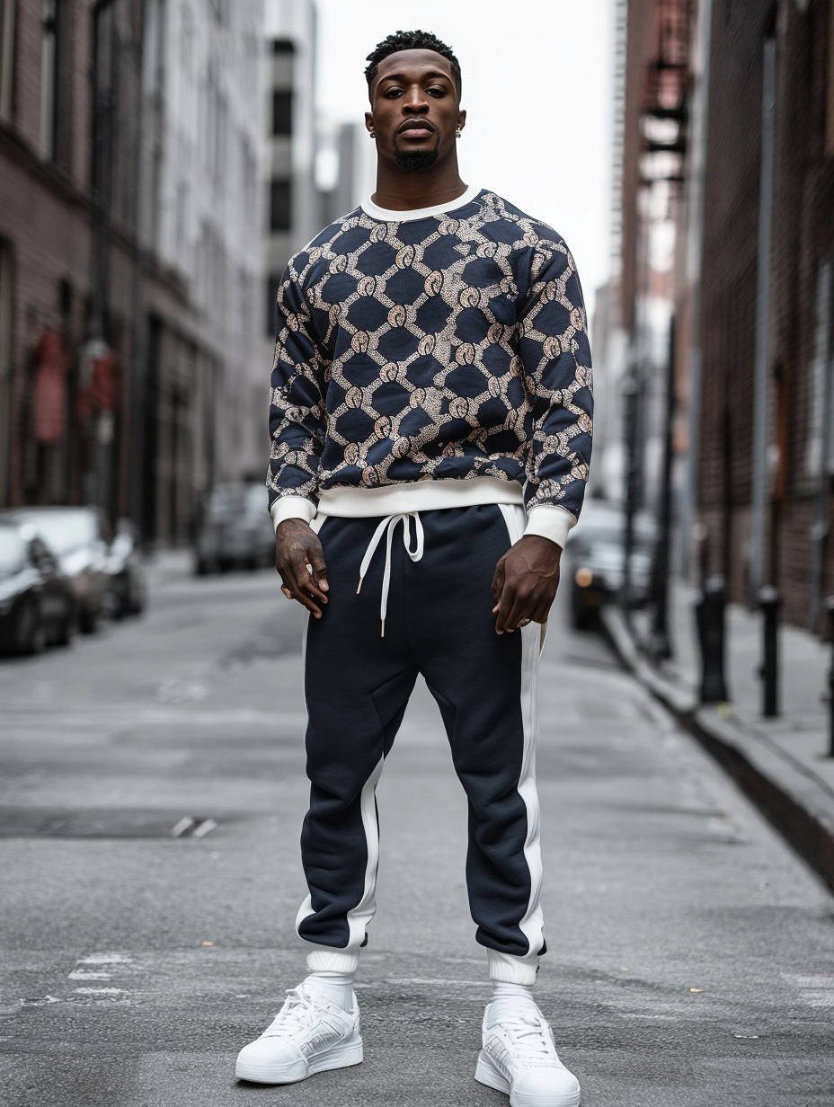 Casual Tracksuit long sleeve two-piece set 100%Cotton high quality high elasticity