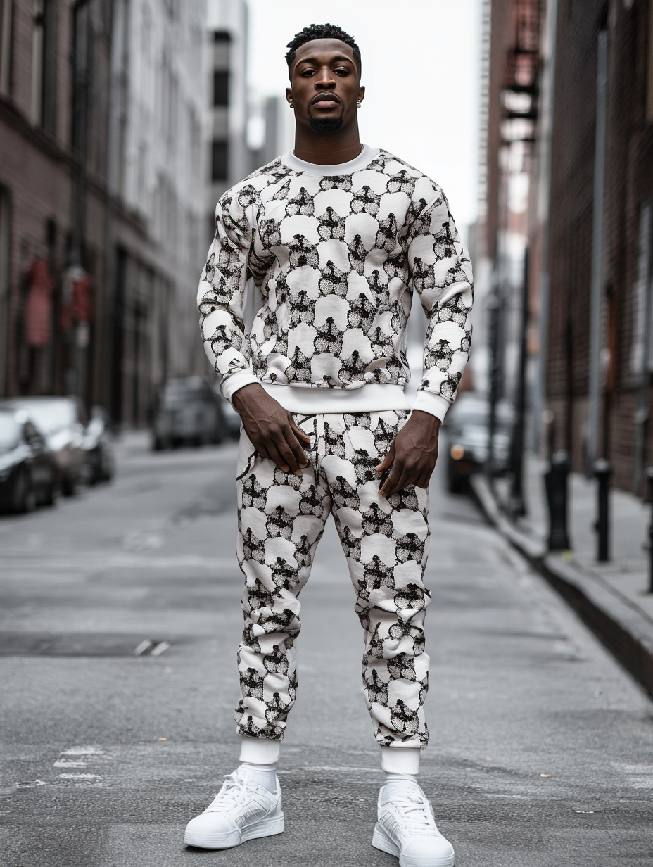 Casual Tracksuit long sleeve two-piece set 100%Cotton high quality high elasticity