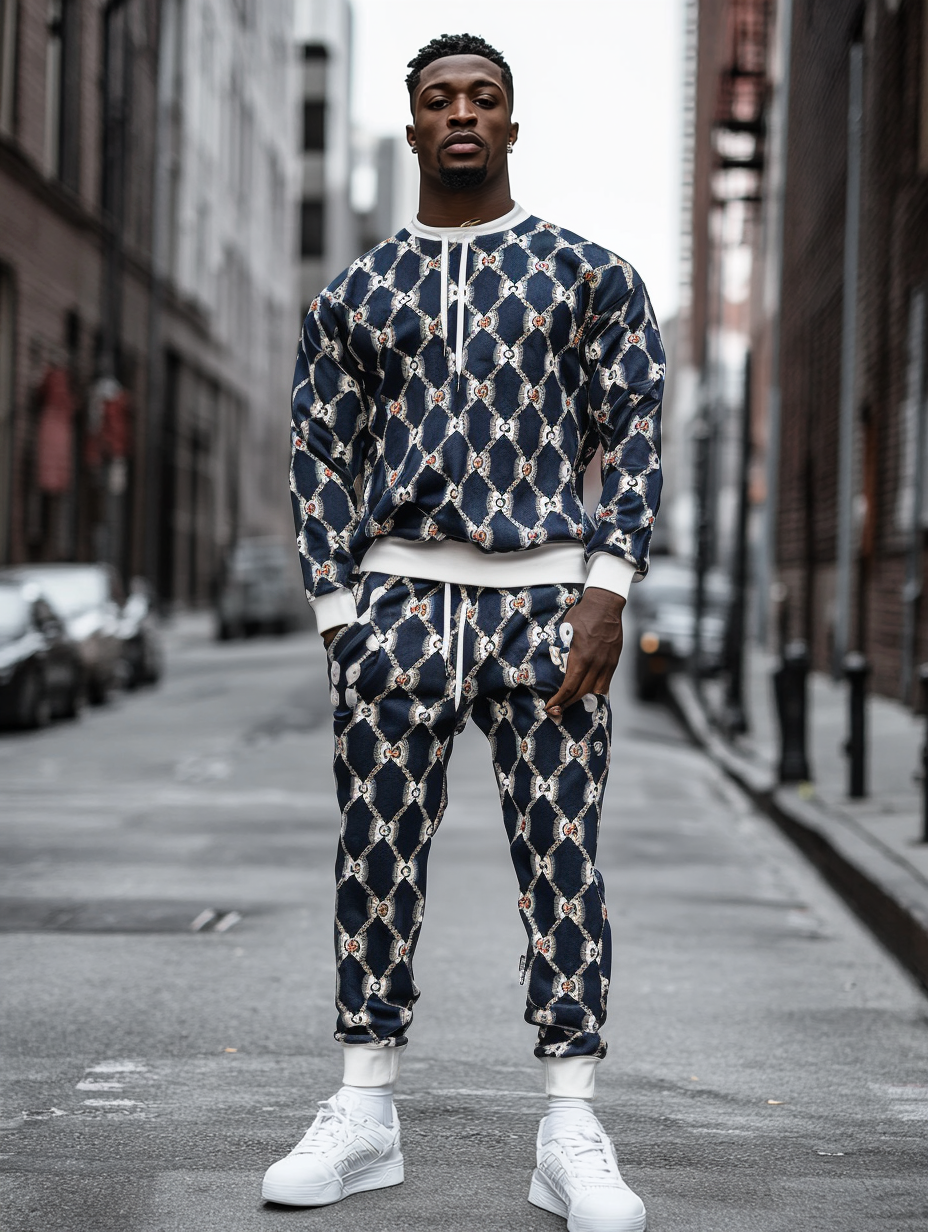 Casual Tracksuit long sleeve two-piece set 100%Cotton high quality high elasticity