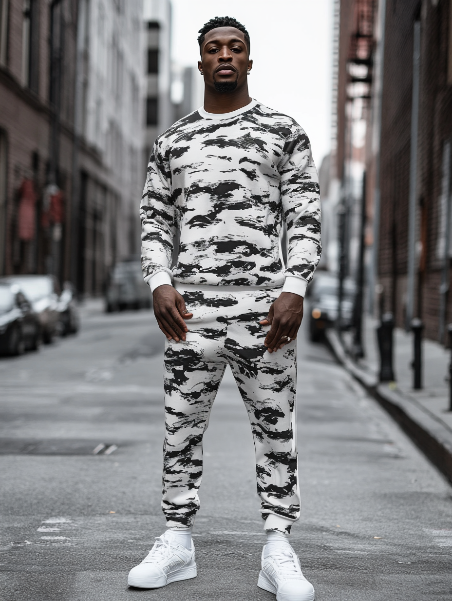 Casual Tracksuit long sleeve two-piece set 100%Cotton high quality high elasticity