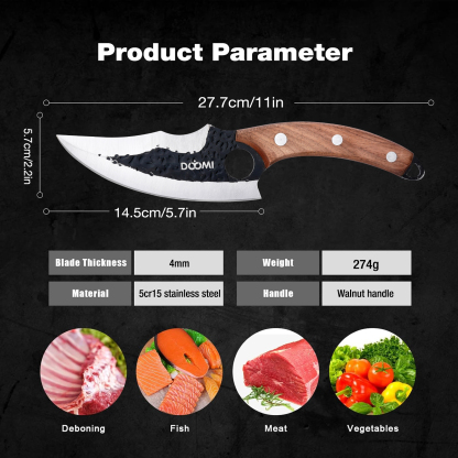 Butcher Knife, Hand Forged Serbian Chef Knife & Meat Cleaver Knife & Viking Knives, Meat Cutting Kitchen Knife Set for Home, Outdoor Cooking, Camping BBQ Men D1