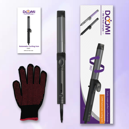 DOYOMI Hair Curing Tongs, 360°Automatic Rotating Hair Curlers, Ceramic Tourmaline Coating Large 32mm Ceramic curling iron Adjustable 5 Temper Suitable for All Hair Lengths Easy to Use