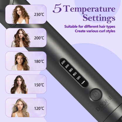 DOYOMI Hair Curing Tongs, 360°Automatic Rotating Hair Curlers, Ceramic Tourmaline Coating Large 32mm Ceramic curling iron Adjustable 5 Temper Suitable for All Hair Lengths Easy to Use