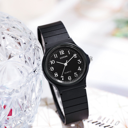 DOYOMI Quartz Analog Watch for Men | Water Resistant | Resin Case | Resin Band | Resin Glass | Three Hand Analog (HR, Min, SEC) | Classic Design | Black
