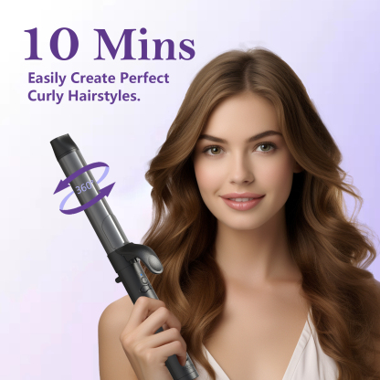 DOYOMI Hair Curing Tongs, 360°Automatic Rotating Hair Curlers, Ceramic Tourmaline Coating Large 32mm Ceramic curling iron Adjustable 5 Temper Suitable for All Hair Lengths Easy to Use