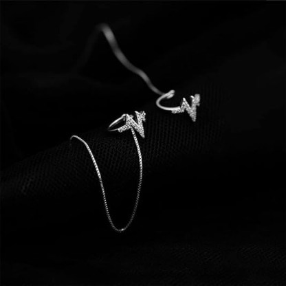 DOYOMI 925 Sterling Silver Heartbeat Dangle Threader Chain Ear Clip Wave Cuff Chain Earring Earring for Women Girl Friend