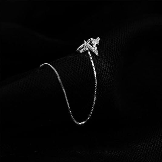 DOYOMI 925 Sterling Silver Heartbeat Dangle Threader Chain Ear Clip Wave Cuff Chain Earring Earring for Women Girl Friend