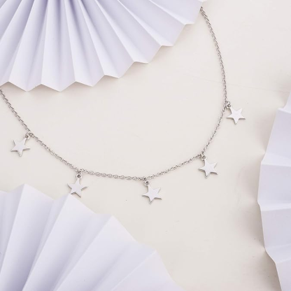DOYOMI Lucky Star Choker Necklace S925 Sterling Silver Star Necklace for Woman Punk style