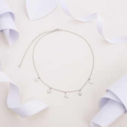 DOYOMI Lucky Star Choker Necklace S925 Sterling Silver Star Necklace for Woman Punk style