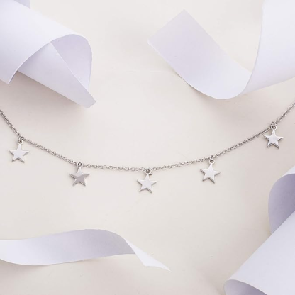 DOYOMI Lucky Star Choker Necklace S925 Sterling Silver Star Necklace for Woman Punk style