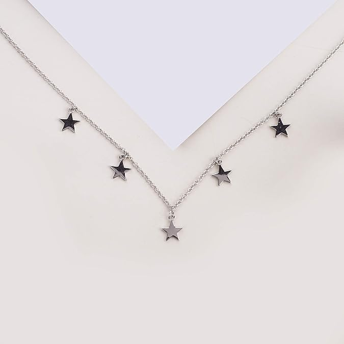 DOYOMI Lucky Star Choker Necklace S925 Sterling Silver Star Necklace for Woman Punk style