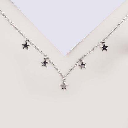 DOYOMI Lucky Star Choker Necklace S925 Sterling Silver Star Necklace for Woman Punk style