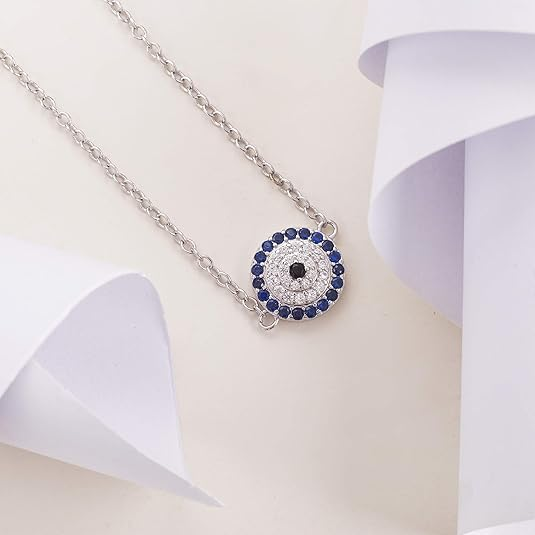 DOYOMI S925 Royal Blue CZ Nazar Boncuk Turkish Evil Eye Adjustable Sterling Silver Bracelet 7 to 9 inch for Women