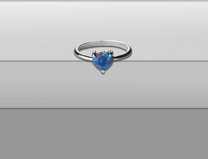 DOYOMI Solid Lab Created Opal Rings Heart Shaped S925 Sterling Silver Ring Size 5 to 10 for Women