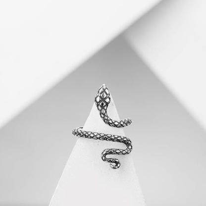 DOYOMI Snake Ring Adjustable Rings For Women 925 Sterling Silver Evil Eye Rings Gothic Vintage Octopus Dragonfly Moon Cat Stackable Ring For Women