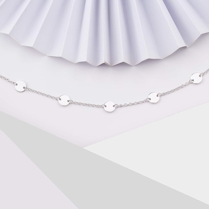 DOYOMI S925 Sterling Silver Jewelry Boho Style Disc Bracelet Anklet DOT (Anklet)