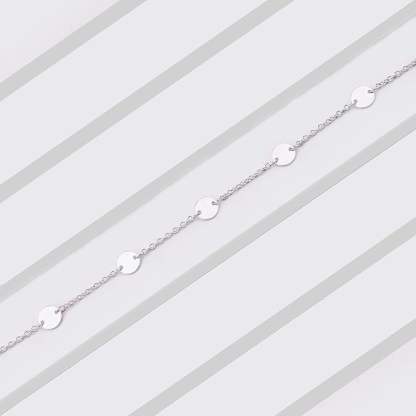 DOYOMI S925 Sterling Silver Jewelry Boho Style Disc Bracelet Anklet DOT (Anklet)
