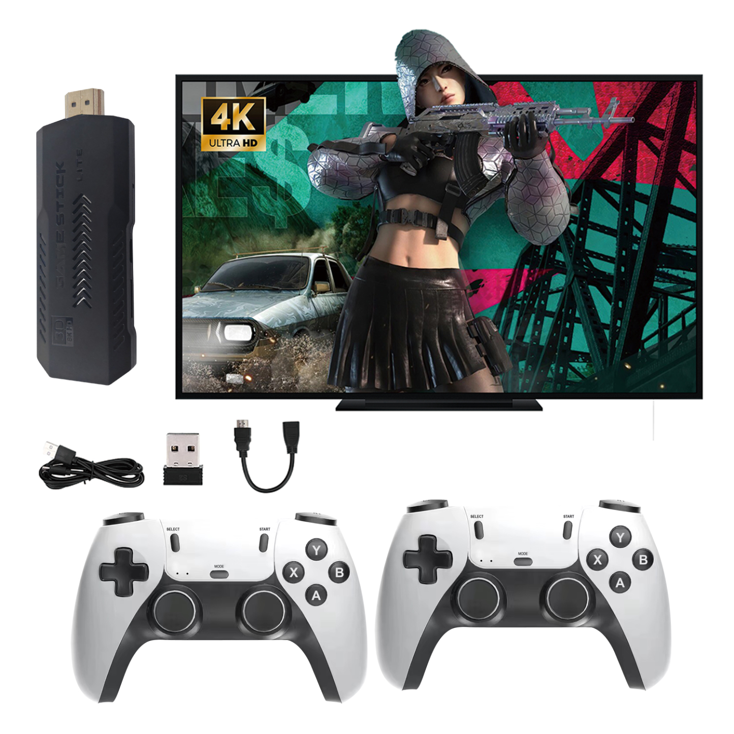 UTBOX NEW X2 Retro Game Stick Plug & Play Console with 40,000 Games, 128G Storage, 4K Output, and Dual 2.4G Controllers