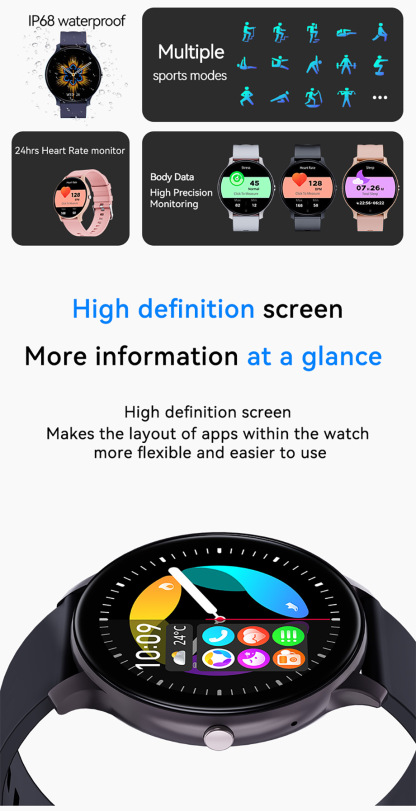 DOYOMI Smart Watch for Men Women, Fitness Tracker Sports Smartwatch, Heart Rate/Sleep Monitor/Pedometer/Calories Fitness Watch