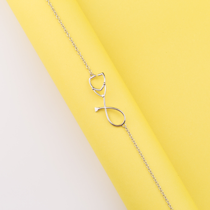 DOYOMI 925 Sterling Silver Stethoscope Bracelet Medical Jewelry Gift for Doctors Gift for Nurse Medical