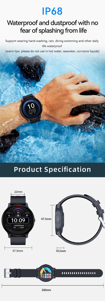 DOYOMI Smart Watch for Men Women, Fitness Tracker Sports Smartwatch, Heart Rate/Sleep Monitor/Pedometer/Calories Fitness Watch