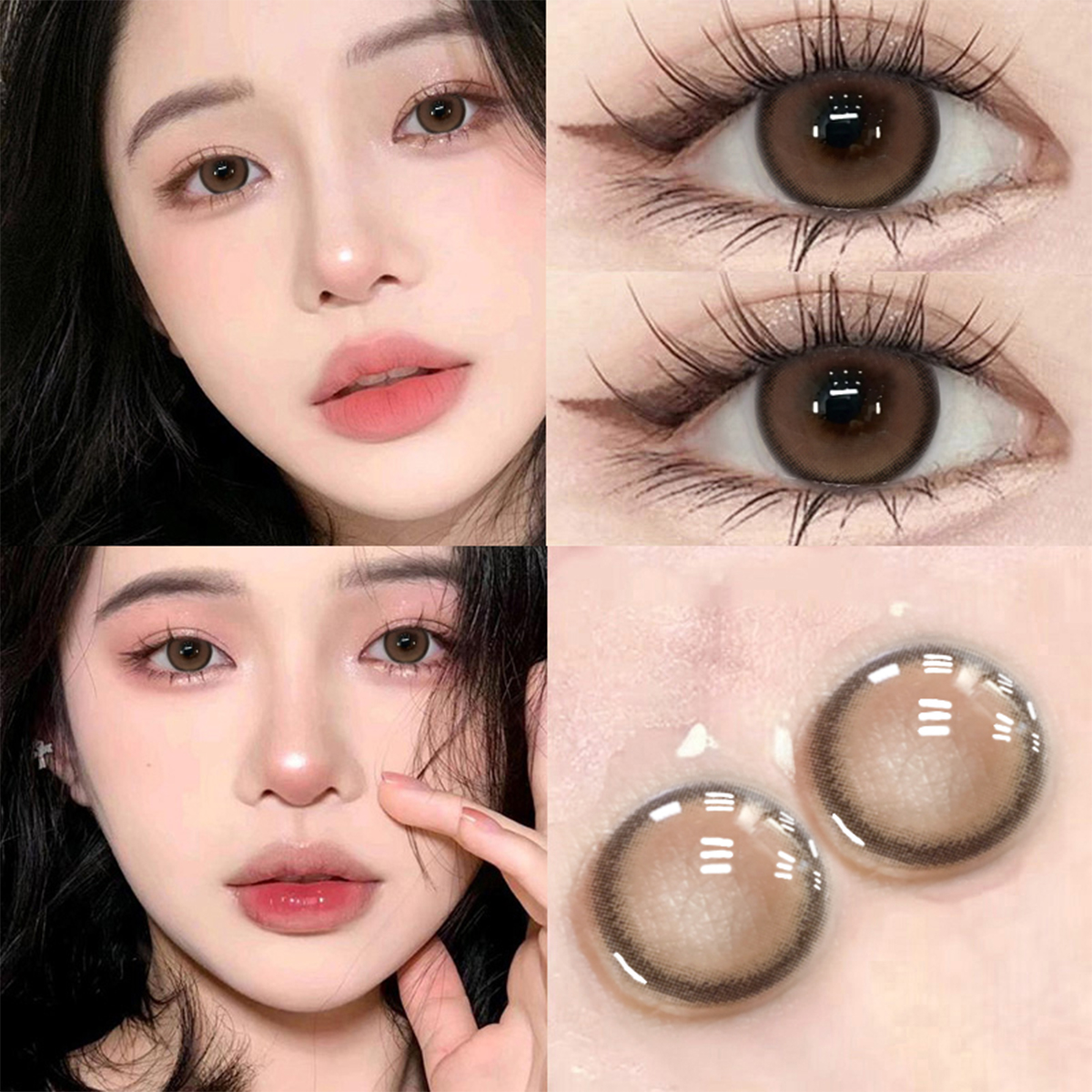 【TiNACON】Peach Brown 14.2mm 6 months Watery Soft Contact Lens 