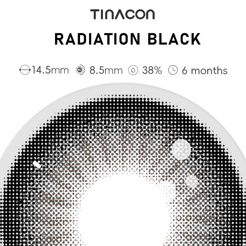 【TiNACON】Radiation Black 14.5mm 6 months Watery Soft Contact Lens 2024 New Arrival