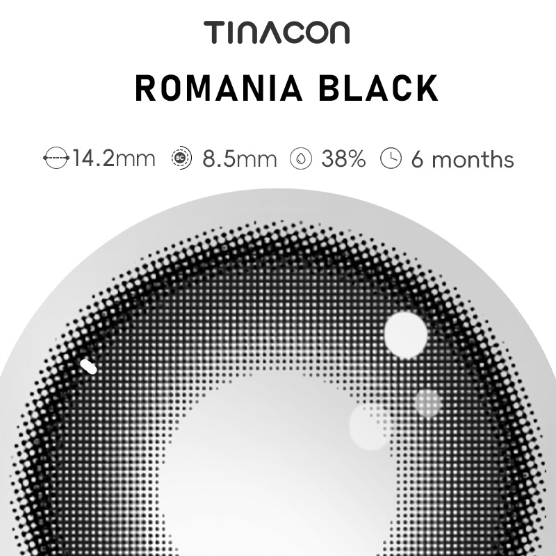 【TiNACON】Romania Black 14.2mm 6 months Watery Soft Contact Lens 2024 New Arrival