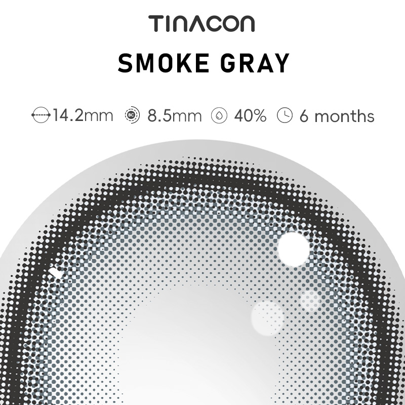 【TiNACON】Smoke Gray 14.2mm 6 months Watery Soft Contact Lens 2024 New Arrival