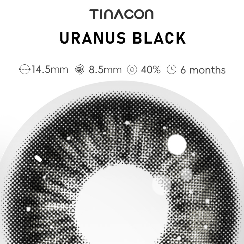 【TiNACON】Uranus Black 14.5mm 6 months Watery Soft Contact Lens 2024 New Arrival