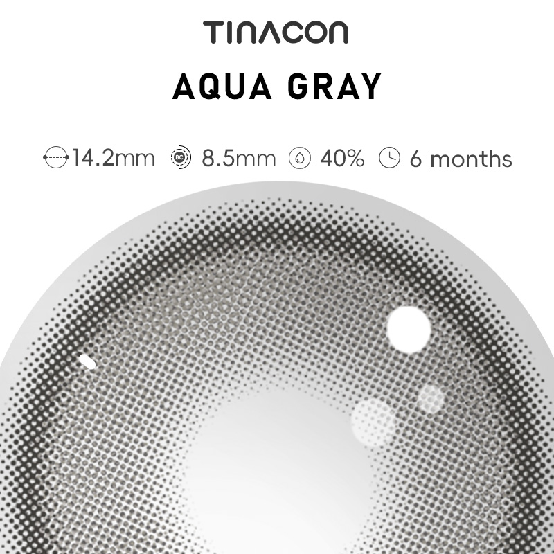 【TiNACON】Aqua Gray 14.2mm 6 months Watery Soft Contact Lens 2024 New Arrival