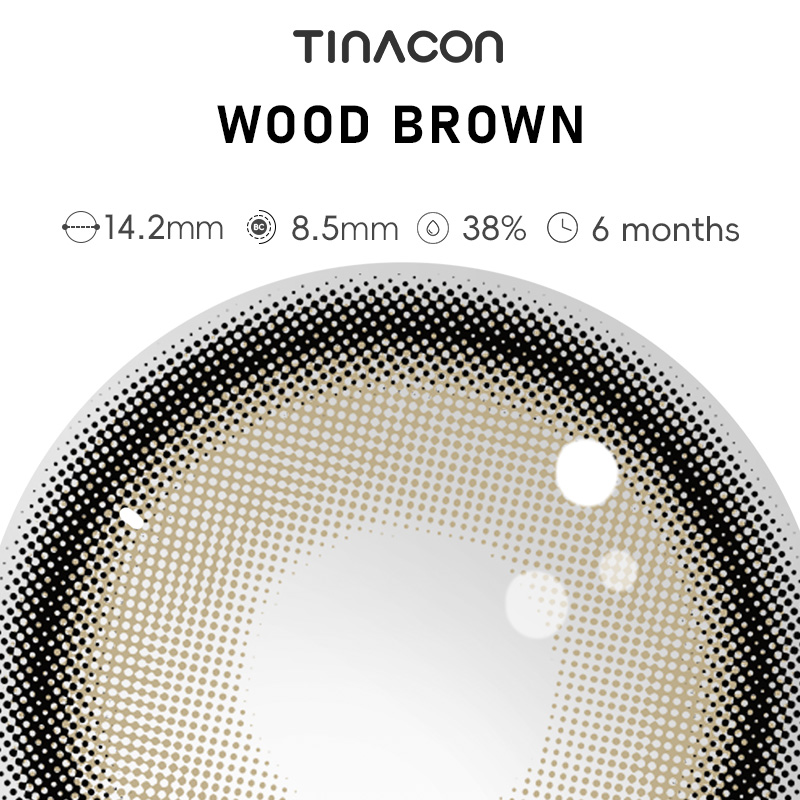 【TiNACON】Wood Brown 14.2mm 6 months Watery Soft Contact Lens 2024 New Arrival