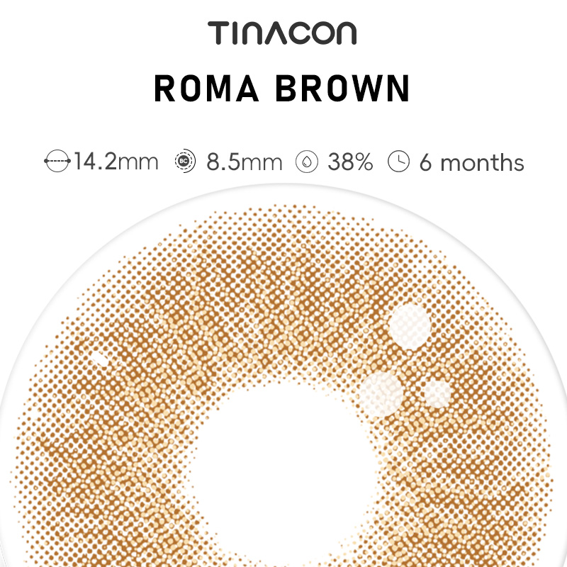 【TiNACON】Roma Brown 14.2mm 6 months Watery Soft Contact Lens 2024 New Arrival