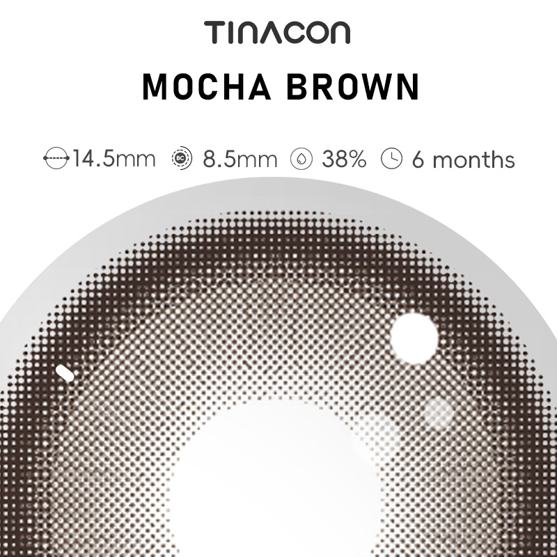 【TiNACON】Mocha Brown 14.5mm 6 months Watery Soft Contact Lens 2024 New Arrival