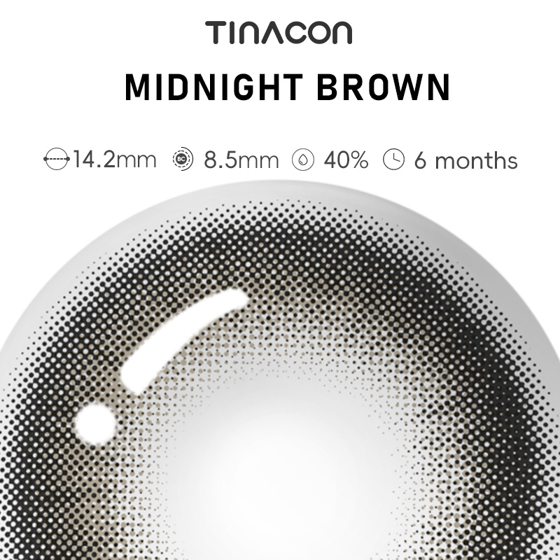 【TiNACON】Midnight Brown 14.2mm 6 months Watery Soft Contact Lens 2024 New Arrival