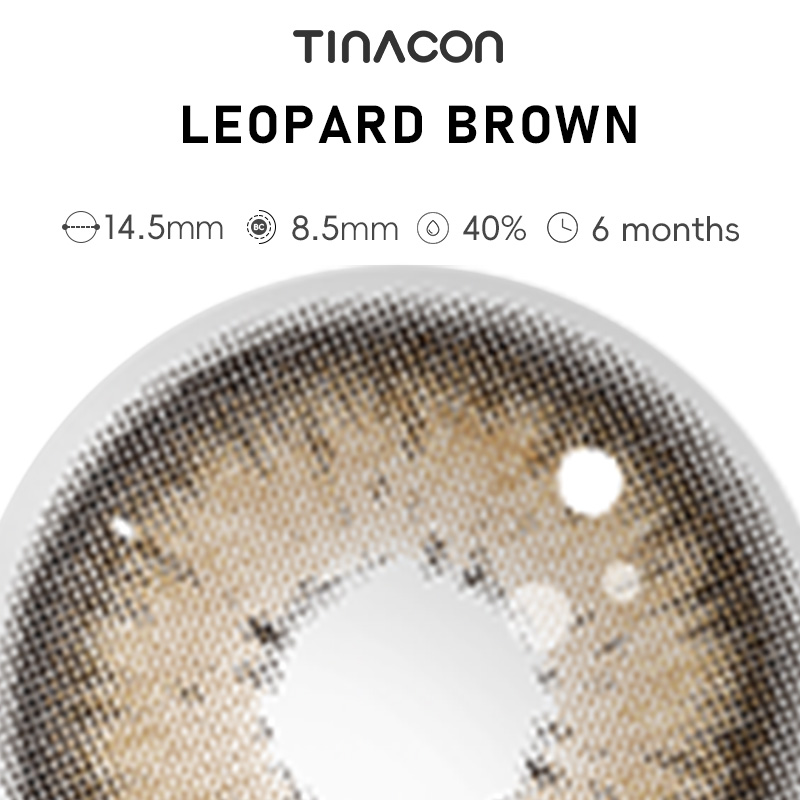 【TiNACON】Leopard Brown 14.5mm 6 months Watery Soft Contact Lens 2024 New Arrival