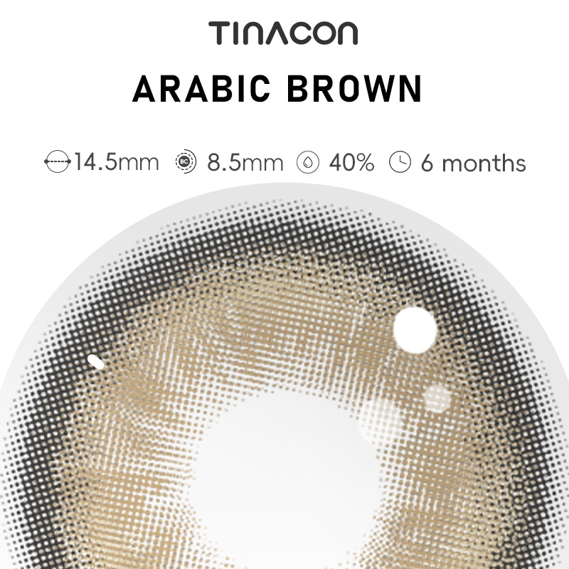 【TiNACON】Arabic Brown 14.5mm 6 months Watery Soft Contact Lens 2024 New Arrival