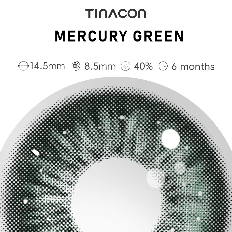 【TiNACON】Mercury Green 14.5mm 6 months Watery Soft Contact Lens 2024 New Arrival
