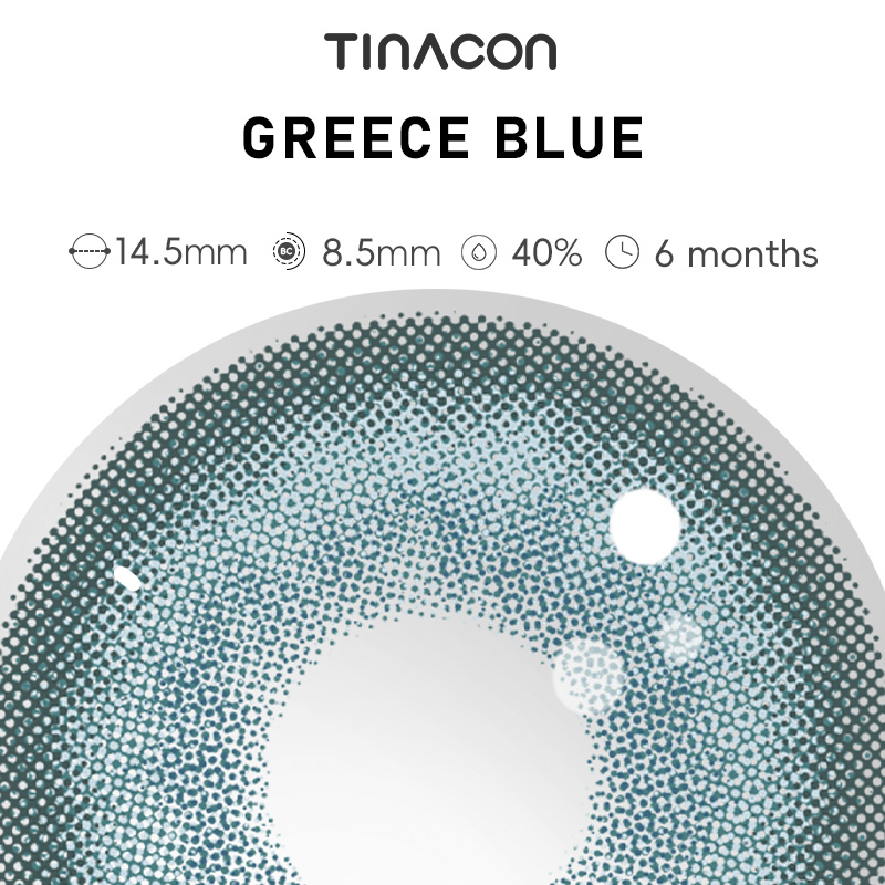 【TiNACON】Greece Blue 14.5mm 6 months Watery Soft Contact Lens 2024 New Arrival