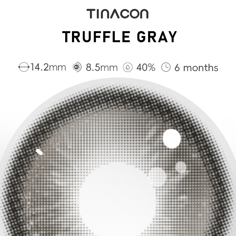 【TiNACON】Truffle Gray 14.2mm 6 months Watery Soft Contact Lens 2024 New Arrival